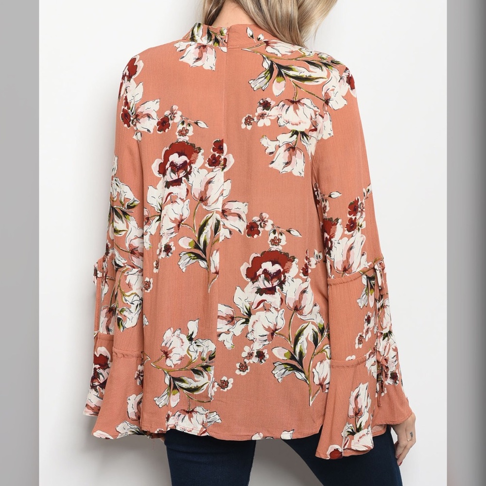 LAST ONE!  💕 Mock Neck Floral Bell Sleeve Top - Picture 5 of 5